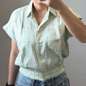Pick 2 items for $20. Green Striped Button-Up shirt